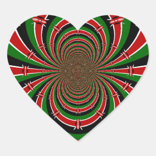Vibrant Kenya Vision: Mirrored Kenyan Flag Art  Heart Sticker