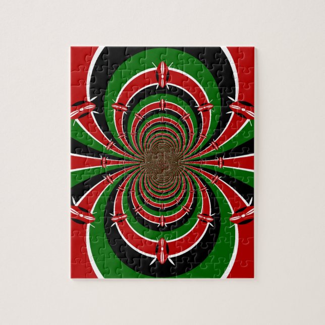 Vibrant Kenya Vision: Mirrored Kenyan Flag Art  Jigsaw Puzzle (Vertical)