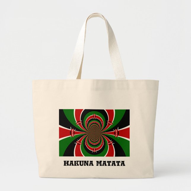 Vibrant Kenya Vision: Mirrored Kenyan Flag Art  Large Tote Bag (Front)