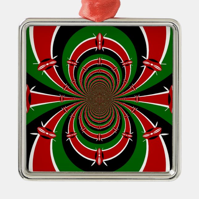 Vibrant Kenya Vision: Mirrored Kenyan Flag Art  Metal Ornament (Front)