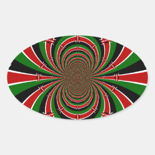 Vibrant Kenya Vision: Mirrored Kenyan Flag Art  Oval Sticker