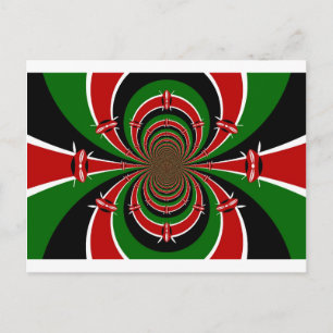 Vibrant Kenya Vision: Mirrored Kenyan Flag Art  Postcard
