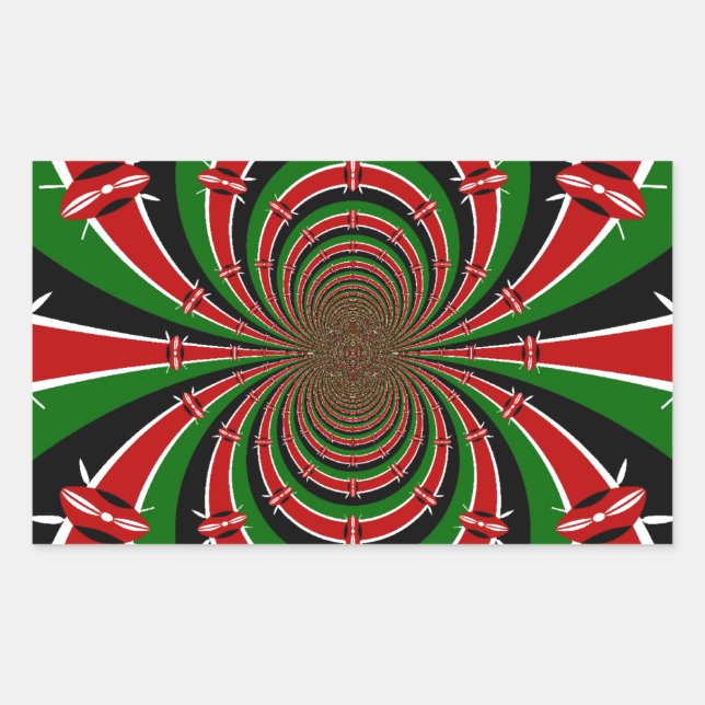 Vibrant Kenya Vision: Mirrored Kenyan Flag Art  Rectangular Sticker (Front)