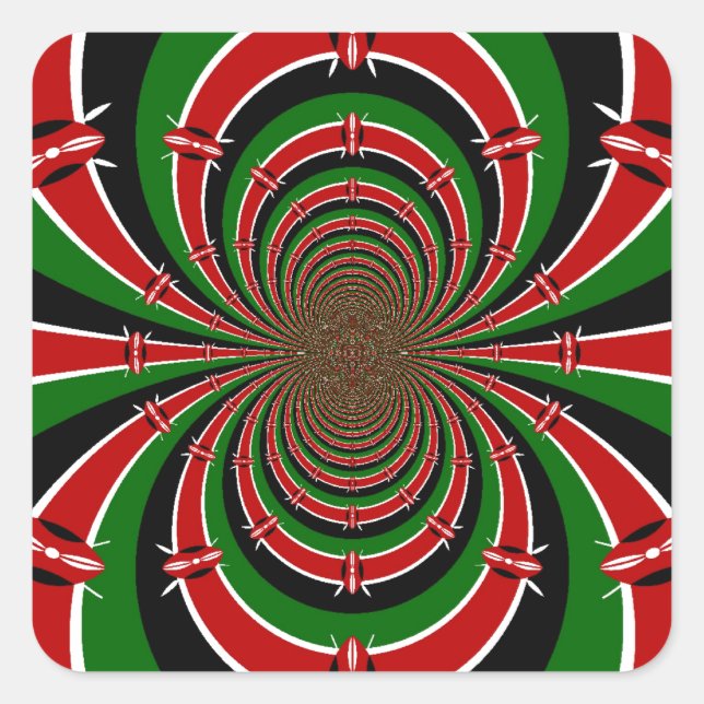 Vibrant Kenya Vision: Mirrored Kenyan Flag Art  Square Sticker (Front)