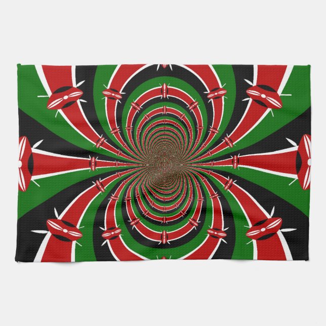 Vibrant Kenya Vision: Mirrored Kenyan Flag Art  Tea Towel (Horizontal)