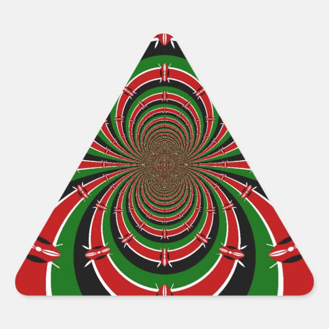 Vibrant Kenya Vision: Mirrored Kenyan Flag Art  Triangle Sticker (Front)