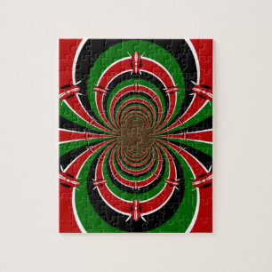 Vibrant Kenya Vision: Mirrored Kenyan Flag design Jigsaw Puzzle