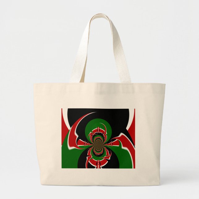 Vibrant Kenyan Flag Pattern: A Powerful Art Large Tote Bag (Front)