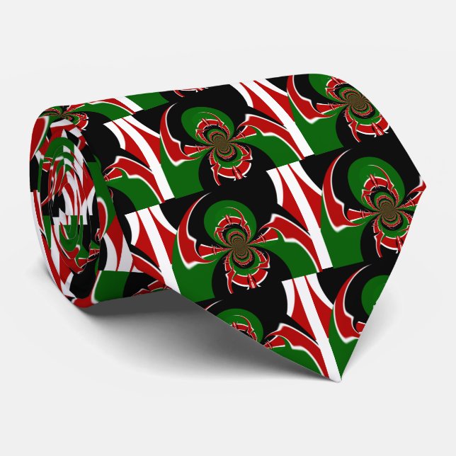 Vibrant Kenyan Flag Pattern: A Powerful Art Tie (Rolled)