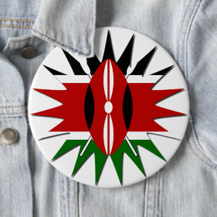 Vibrant Kenyan Flag Pattern: An 18-Star Art 6 Cm Round Badge