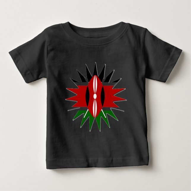 Vibrant Kenyan Flag Pattern: An 18-Star Art Baby T-Shirt (Front)