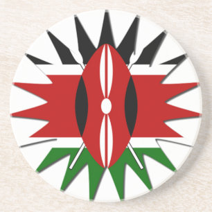 Vibrant Kenyan Flag Pattern: An 18-Star Art Coaster