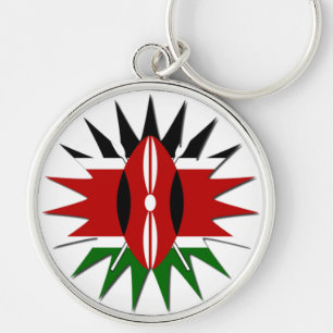 Vibrant Kenyan Flag Pattern: An 18-Star Art Key Ring