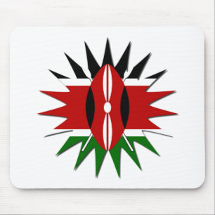Vibrant Kenyan Flag Pattern: An 18-Star Art Mouse Pad