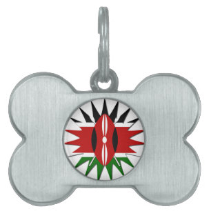Vibrant Kenyan Flag Pattern: An 18-Star Art Pet Tag