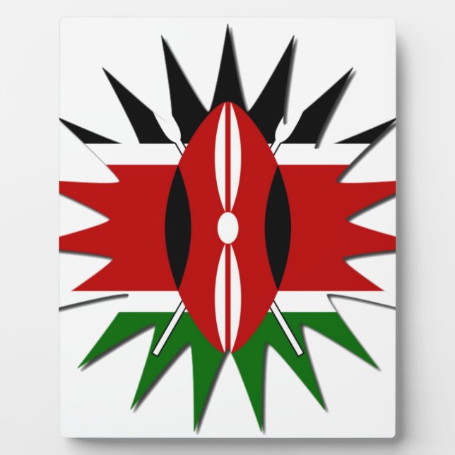 Vibrant Kenyan Flag Pattern: An 18-Star Art Plaque (Front)