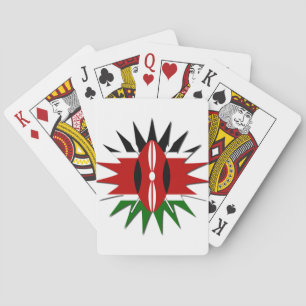 Vibrant Kenyan Flag Pattern: An 18-Star Art Playing Cards