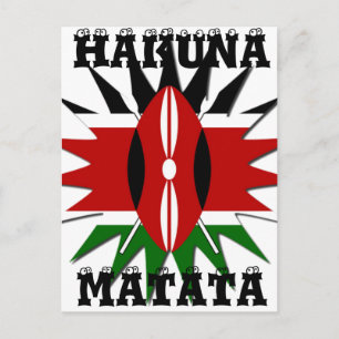 Vibrant Kenyan Flag Pattern: An 18-Star Art Postcard