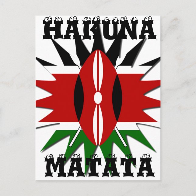 Vibrant Kenyan Flag Pattern: An 18-Star Art Postcard (Front)