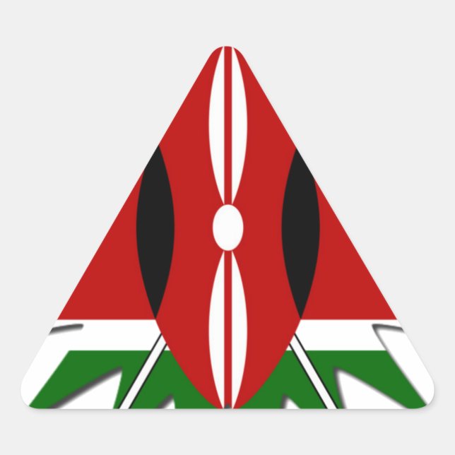 Vibrant Kenyan Flag Pattern: An 18-Star Art Triangle Sticker (Front)