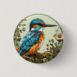 Vibrant Kingfisher Bird 3 Cm Round Badge