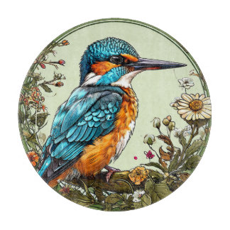 Vibrant Kingfisher Bird Cutting Board