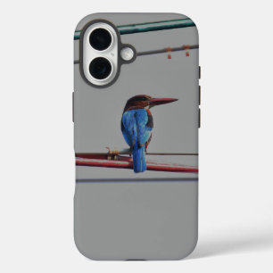 Vibrant Kingfisher on Branch – Nature Bird Photogr iPhone 16 Case