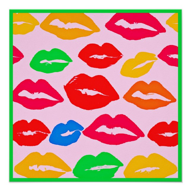 Vibrant Kissed by Colours Pattern Poster (Front)