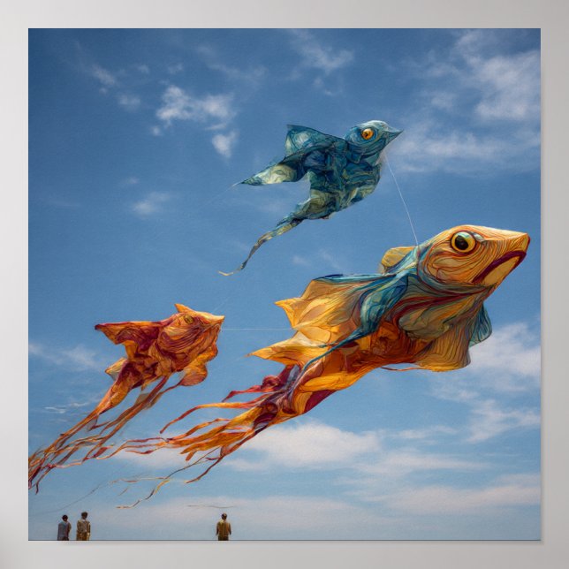 Vibrant Kite Festival Sky - Swarm of Colours Poster (Front)