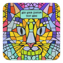 Vibrant Kitty Cat Face and own message colourful