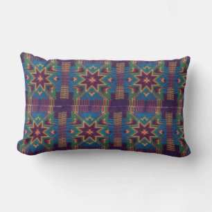 Vibrant Knitted Starburst Mandala Pattern Lumbar  Cushion