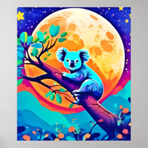Vibrant Koala Moon Poster