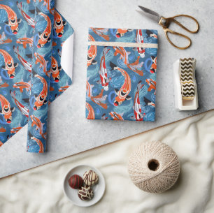 Vibrant Koi Fish Among Paisley Pattern Wrapping Paper
