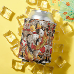 Vibrant Koi Harmony - Japanese Koi Fish Seamless Can Cooler