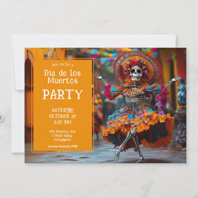 💀 Vibrant La Calavera dancer  Invitation (Front)