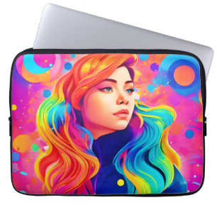 Vibrant Lady Digital Artwork Laptop Sleeve