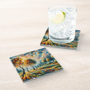Vibrant Landscape Glass Coaster