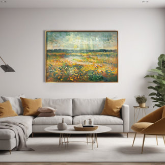 Vibrant Late Summer Field Landscape Impressionist Canvas Print