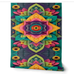 Vibrant Layered Floral Mandala Wallpaper