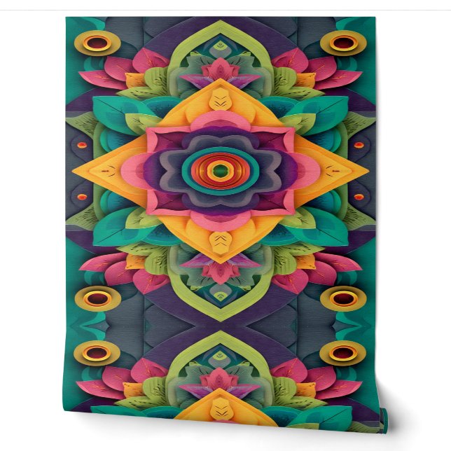 Vibrant Layered Floral Mandala Wallpaper (Unrolling)