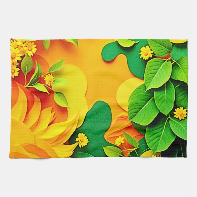 Vibrant Layered Nature Tea Towel (Horizontal)