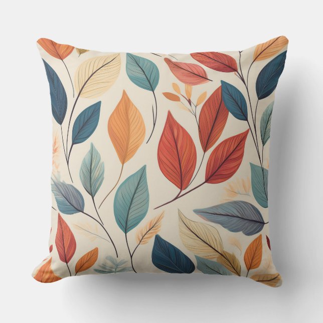 Vibrant Leaf Pattern Design Cushion (Front)