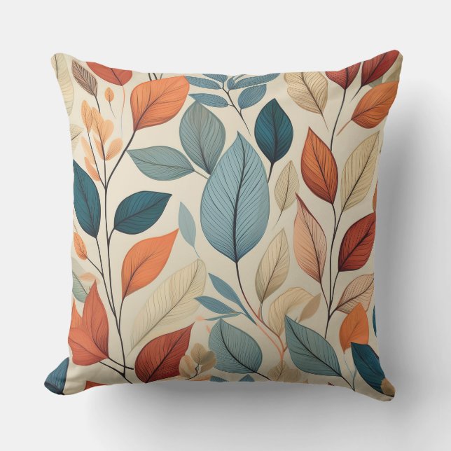 Vibrant Leaf Pattern Design Cushion (Front)