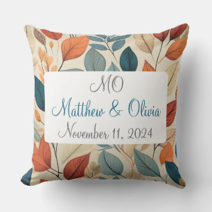 Vibrant Leaf Pattern Wedding Gift Cushion