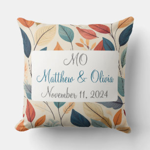 Vibrant Leaf Pattern Wedding Gift Cushion