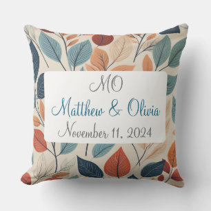 Vibrant Leaf Pattern Wedding Gift Cushion