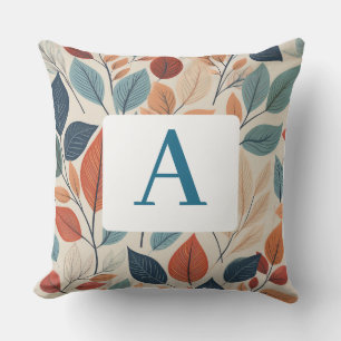 Vibrant Leaf Pattern with  Monogram Cushion