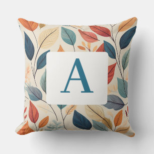Vibrant Leaf Pattern with  Monogram Cushion