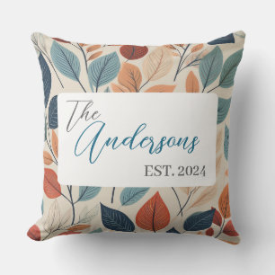 Vibrant Leaf Pattern with Name & Year Cushion