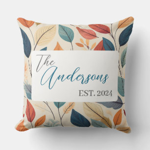 Vibrant Leaf Pattern with Name & Year Cushion